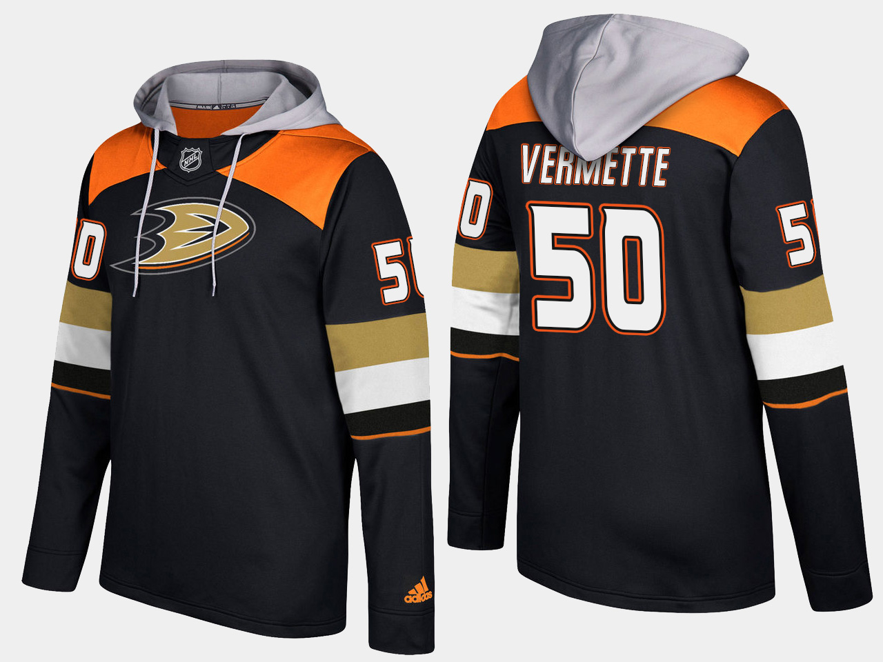 Men NHL Anaheim ducks 50 antoine vermette black hoodie
